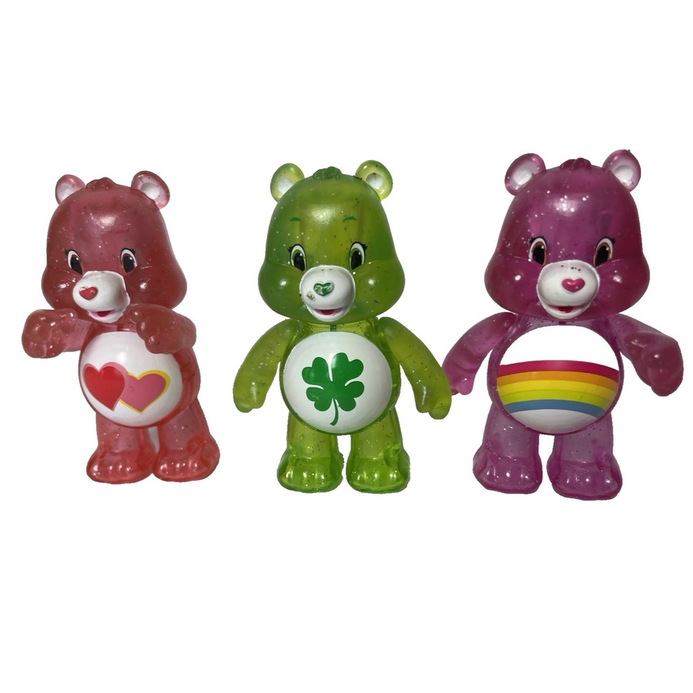 TCFC Care Bears Glitter Fun Figures 3" Lot of 3 Figurines 2016 Netflix Series